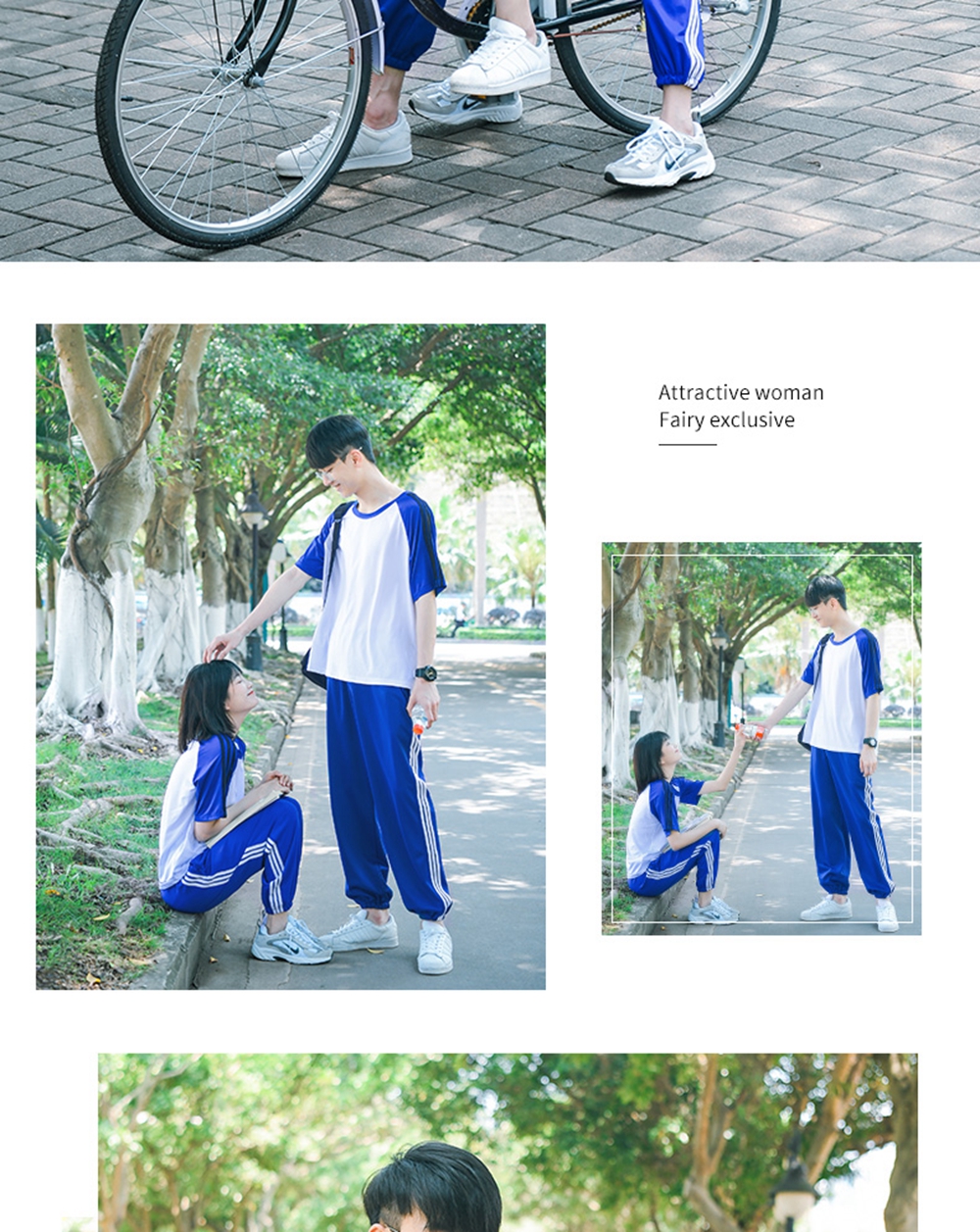 大学夏季日韩休闲运动套装模特展示
