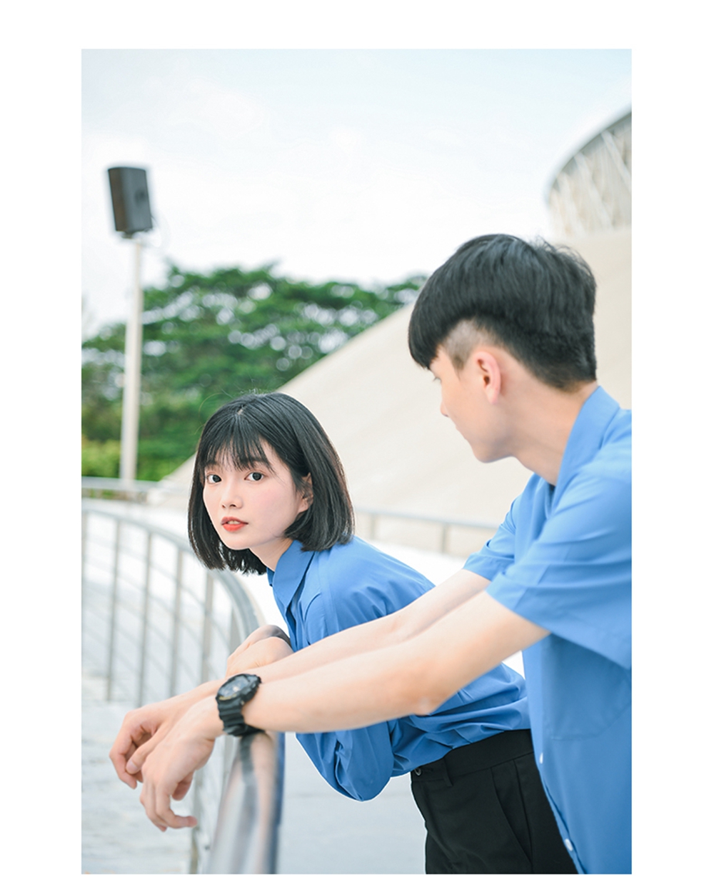 大学夏季日韩风校服套装模特展示