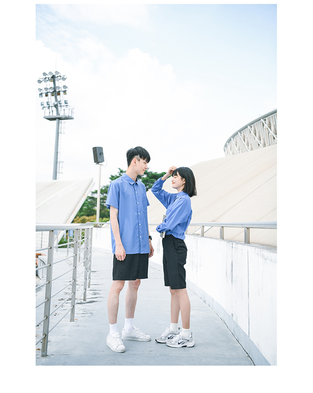 大学夏季日韩风校服套装模特展示