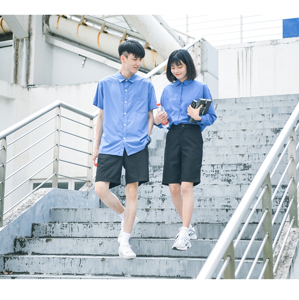 大学夏季日韩风校服套装模特展示