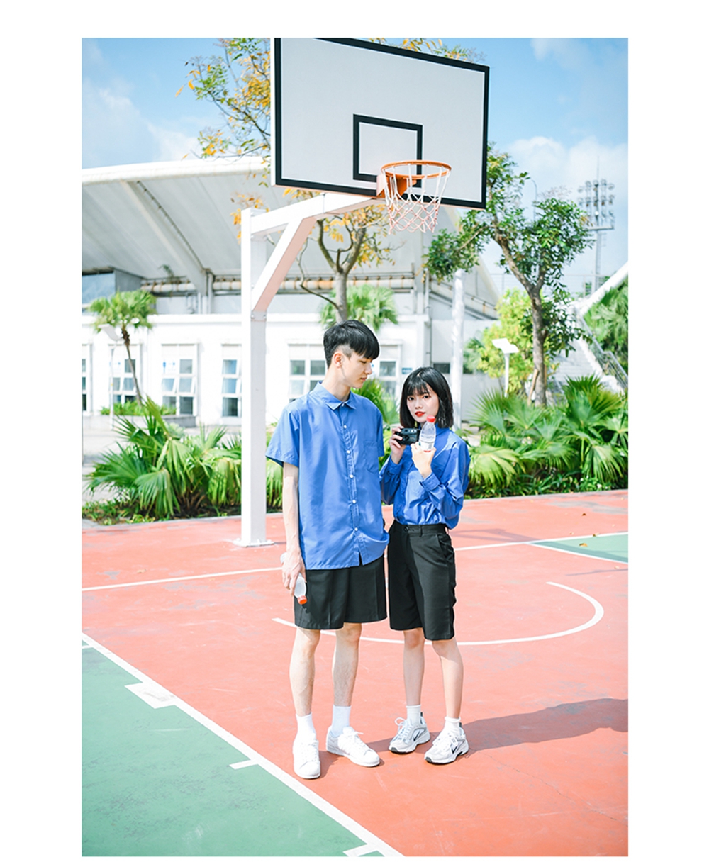 大学夏季日韩风校服套装模特展示