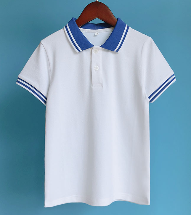 儿童白色polo衫校服图片