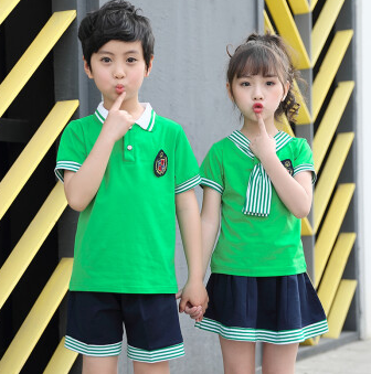 夏季小学生短袖绿色校服